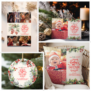 4写真フローラエレガントベビーの初めてのクリスマス ギフトタグ