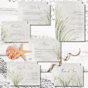 Boho Pampas Grass応答ミニマルカーモダンド 出欠カード