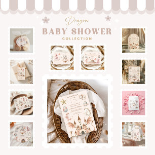 小さなドラゴンが赤ちゃんシャワーを浴びる ペーパープレート