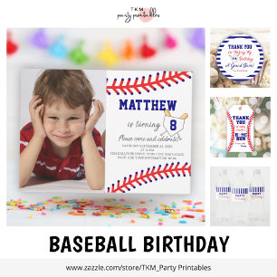 スポーツ誕生日パーティーボーイベースボールテーマ 招待状
