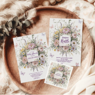 ボホワイルドフラワー蝶おむつラッフル エンクロージャーカード