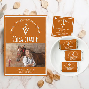 オレンジ獣医学校カスタム卒業式パーティー フェイバータグ