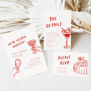 モダンファンキーレトロQRコードの結婚詳細 エンクロージャーカード