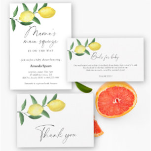 レモンベビーシャワーマママズメインスクイーズ招待状 招待状