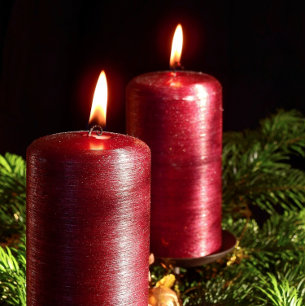 クリスマスお祝いレッドキャンドルグリーン葉 ネクタイ