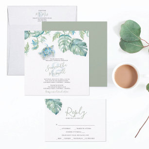 結婚式招待状QRコードトロピカルシーカメ 招待状