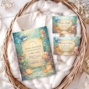 海の中のベビーシャワー 招待状