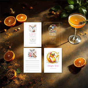 シックなマルティーニカクテルベビーシャワー アドバイスカード