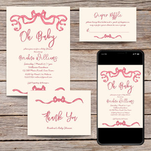 ピンクのリボンの弓のスケッチ赤ちゃんシャワーの好意 フェイバーボックス