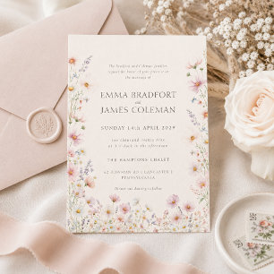ボヘミアン+ウィズミカル+野の花+フォーマルな結婚式 招待状