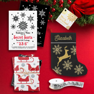 グラムクリスマスサンタズライスノーフレークドットグリッター ラッピングペーパーシート