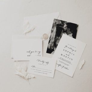 ミニマエレガントリスト結婚ホワイト 招待状ベリーバンド