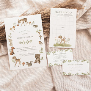ウッドランド森林赤ちゃんシャワーベビー エンクロージャーカード