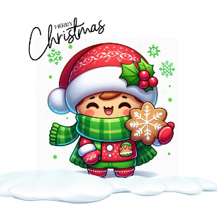 サンタ帽子をかぶった陽気なクリスマスの微笑み豚 カード