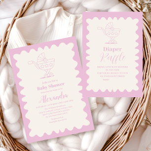 レトロベビーカーのスケッチドールベイビーシャワー ペーパープレート