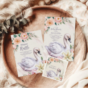 赤面ピンクフローラスワンプリンセスベビーシャワー ペーパープレート