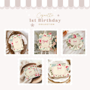 コケッファンシートBow ONE Girl第1誕生日 招待状