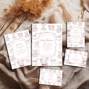 ピンクトイズトイレデジュエベイビーシャワー ペーパープレート