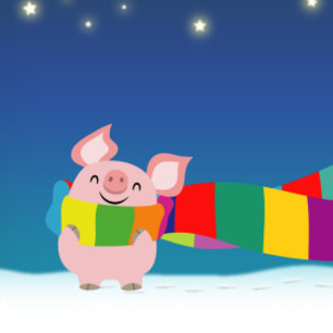 小さいブタのクリスマスの挨拶状 シーズンカード