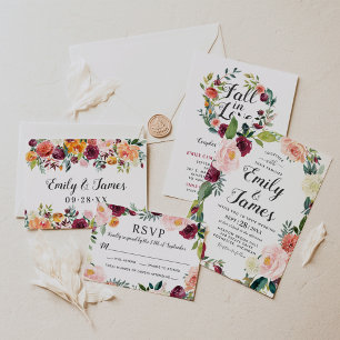 バーグンディ素朴赤面秋フローラ結婚ズディナー メニュー