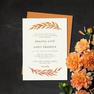 シンプルブフォーマルランチ秋の結婚式 オールインワン招待状