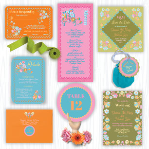 カラフル刺モダンしゅう日付を保存 招待状