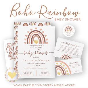 レインボー赤面ピンクベージュボホ ラッピングペーパーシート