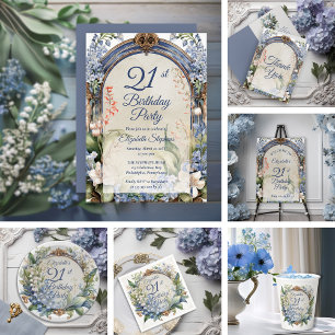 バロエレガントークフローラフレーム21歳の誕生日パーティー ペーパープレート