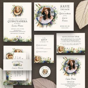 ワイルドフラワー女性のカーボーイ素朴フローラシンプル 出欠カード