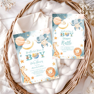 サファリヒューストン私たちは男の子おむつラッフルを持っている エンクロージャーカード