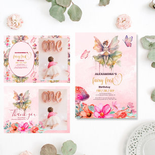 フェアリー・ファースト・ガールの1歳の誕生日 スタンダードカクテルナプキン