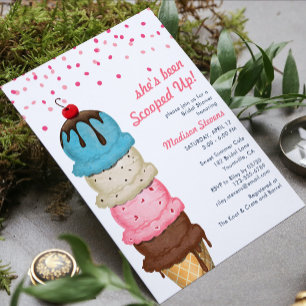 サマーアイスクリームウォーターモダンカラーブライダルシャワー アクリル招待状