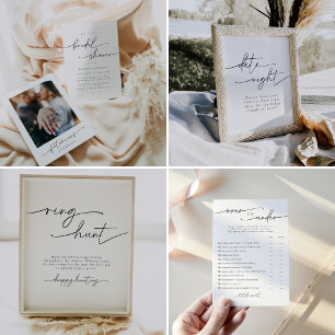 エレガント，ミニマルパーソナライズされたブライダルシャワー スタンダードカクテルナプキン