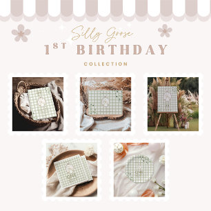 シリーガチョウ 1歳の誕生日 グリーンギンガム ペーパープレート