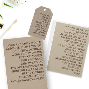 シンプルなタイポグラフィおもしろいとインフォーマル結婚ズ 招待状