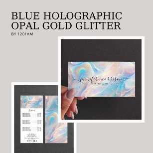 ブルーホログラフィックオパール金ゴールドグリッターメイクアップ、美しい ラックカード