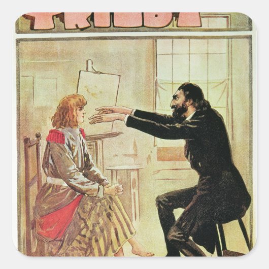 Svengali著催眠術をかけられるTrilby スクエアシール (正面)