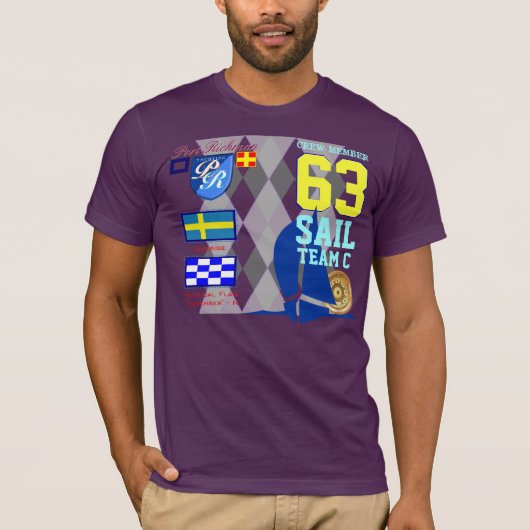 Sverigeの帆チームC港のRichmanの海兵隊員のアーガイル Tシャツ (正面)