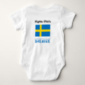 Sverige och Svensk Flagga med Ditt Namn ベビーボディスーツ (裏面)