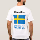 Sverige och Svensk Flagga med Ditt Namn T-Shirt Tシャツ (裏面)