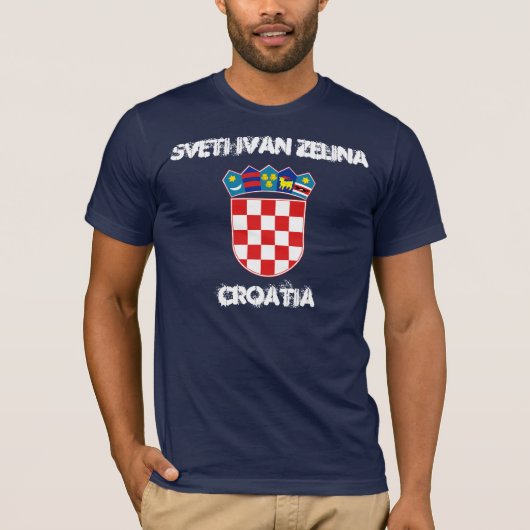 Sveti Ivan Zelina、腕のコートを着たクロアチア Tシャツ (正面)