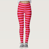 SVG Horizontal Stripe Red Hot Pink DIY BG レギンス (正面)