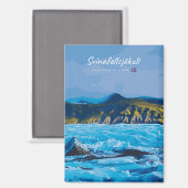 Svínafellsjökull、アイスランド - 氷河の眺め マグネット (正面/裏面)