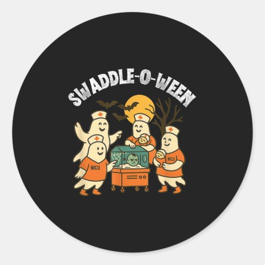 Swaddle-o-ween Nicu Nurse Halloween Neonatal Fall ラウンドシール (正面)