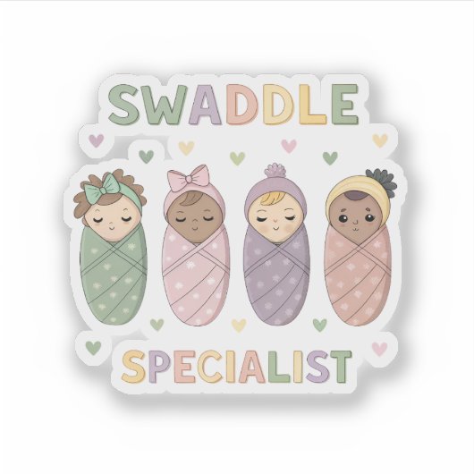 Swaddle Specialist Cute Baby Illustration シール (正面)