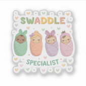 Swaddle Specialist Cute Baby Illustration シール (正面)