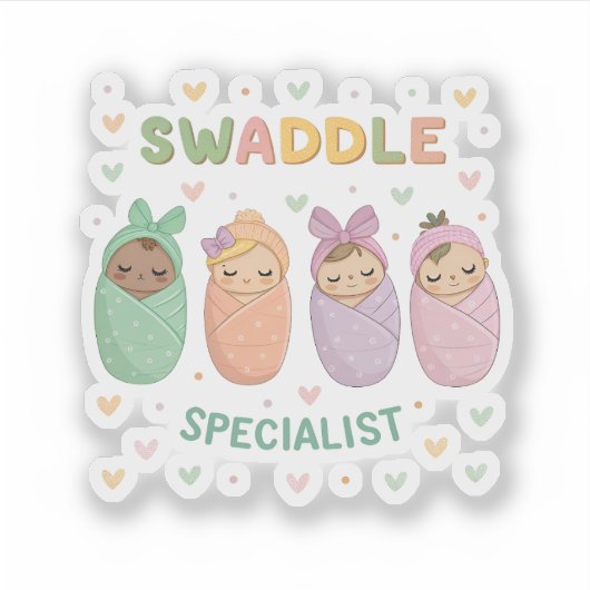 Swaddle Specialist Cute Baby Illustration シール (正面)