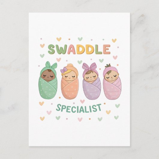Swaddle Specialist Cute Baby Illustration ポストカード (正面)