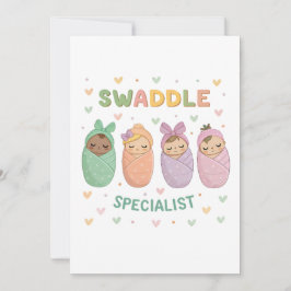 Swaddle Specialist Cute Baby Illustration 招待状