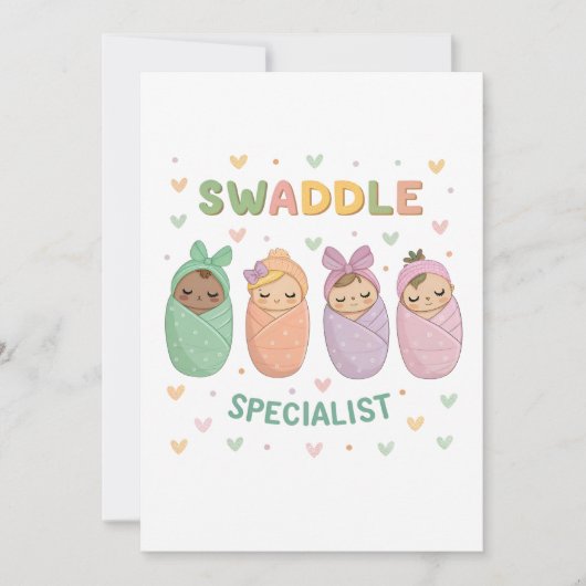 Swaddle Specialist Cute Baby Illustration 招待状 (正面)